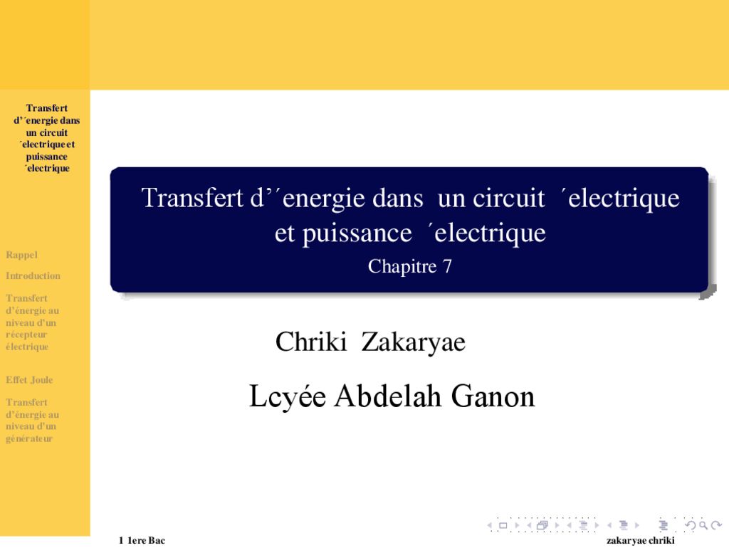 Lcyée Abdelah Ganon Transfert denergie dans un circuit electrique